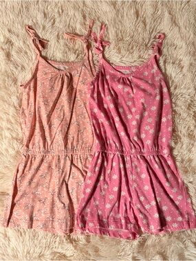 Pink Angel Girls Romper Set 4T Floral Bow Tie Strap Summer Lot
